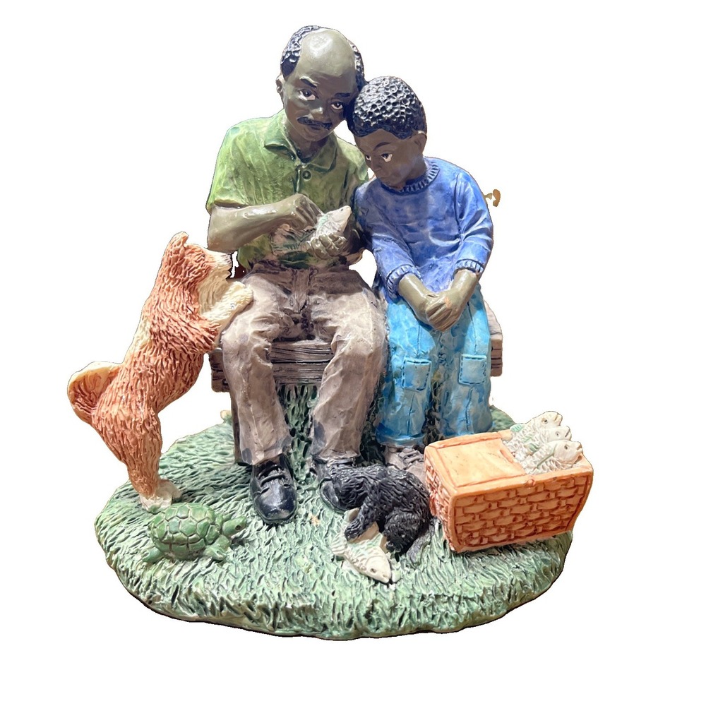 Just For Keeps Figurine "Treasures Of The Heart"  Father Son Fishing Dog